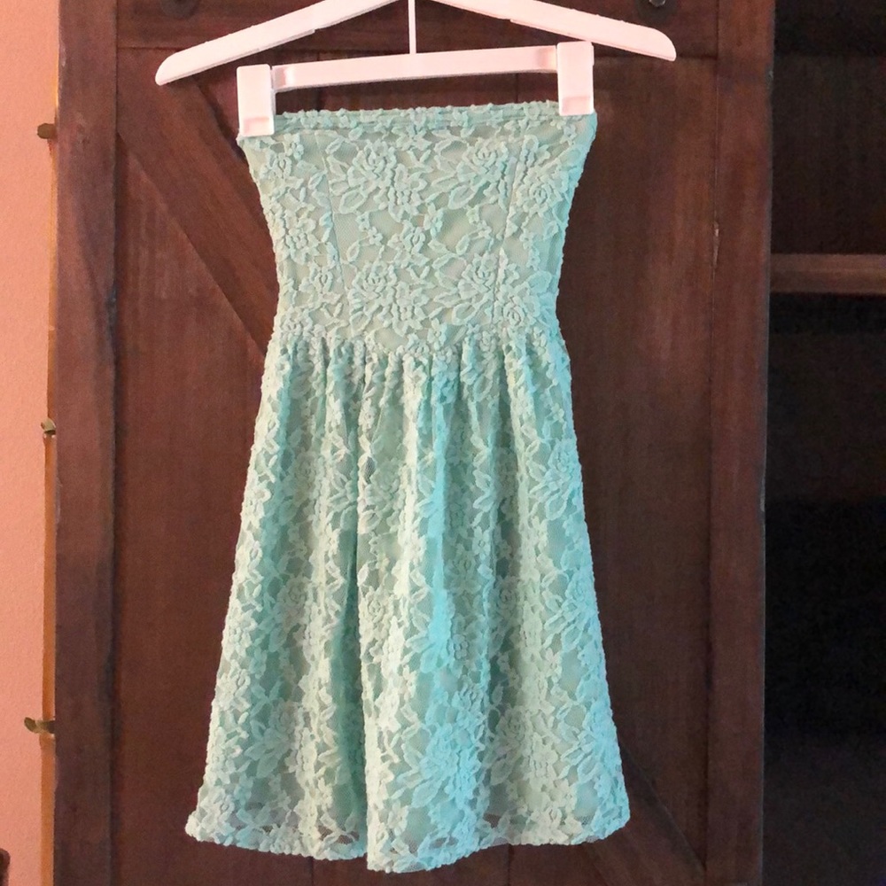 Abercrombie Kids Seafoam Lace Strapless Dress